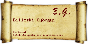 Biliczki Gyöngyi névjegykártya